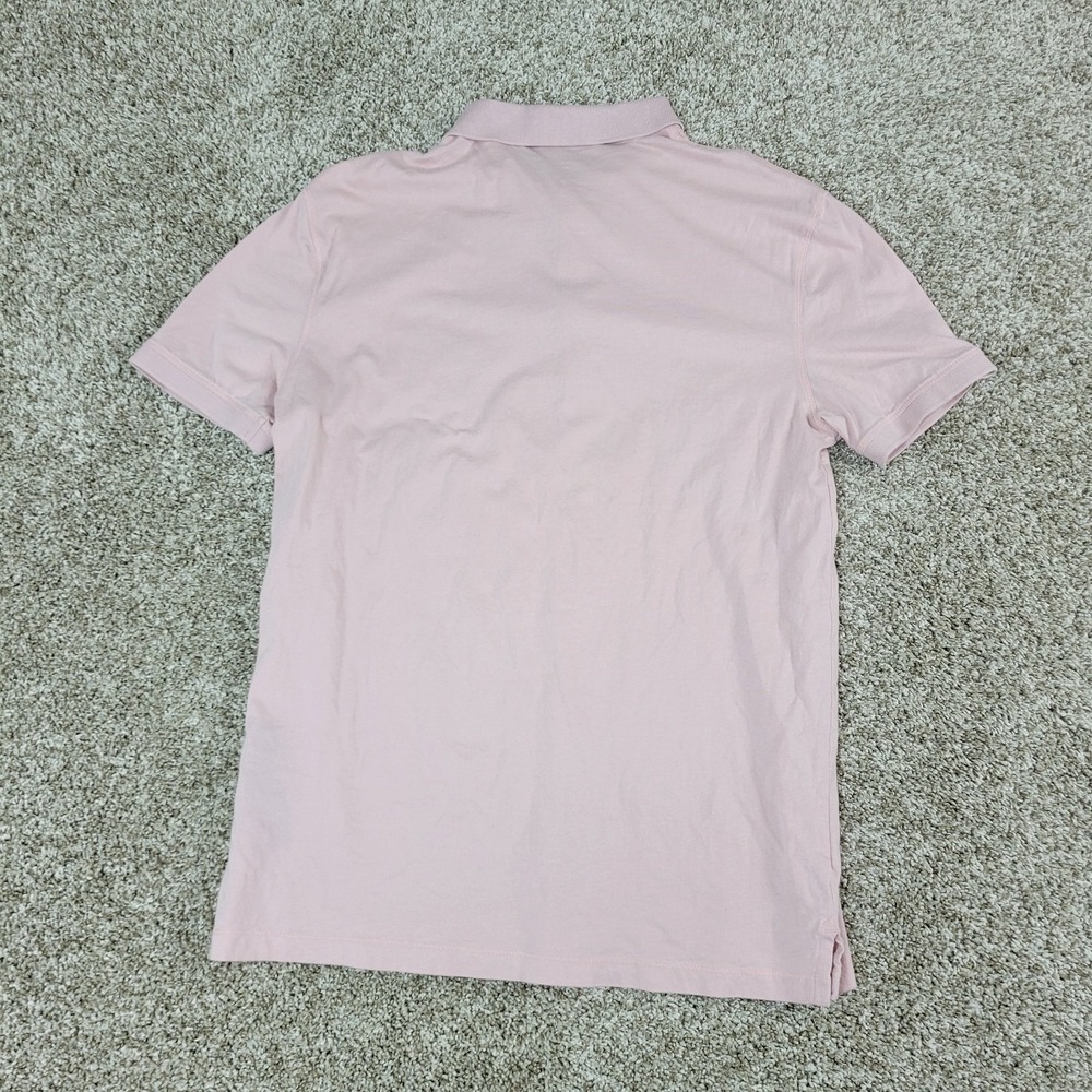Allsaints Mens Medium Solid Pink Stretch Knit Polo Short Sleeve - Picture 3 of 6